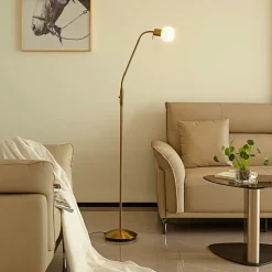 Lindby gulvlampe Elaina, messingfarget, 162 cm, fleksibel, E14