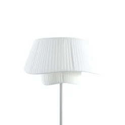 Lindby gulvlampe Eryndor, hvit, tekstil, Ø 47 cm, E27