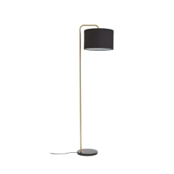 Lindby gulvlampe Hillary, svart/gull, marmor, 153 cm