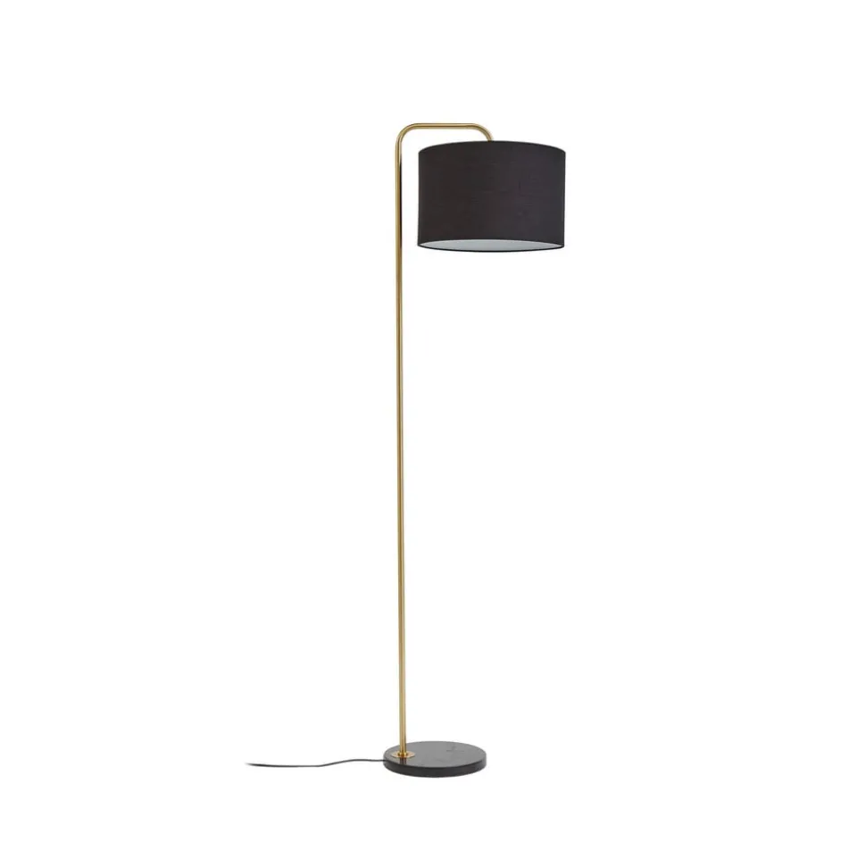 Lindby gulvlampe Hillary, svart/gull, marmor, 153 cm