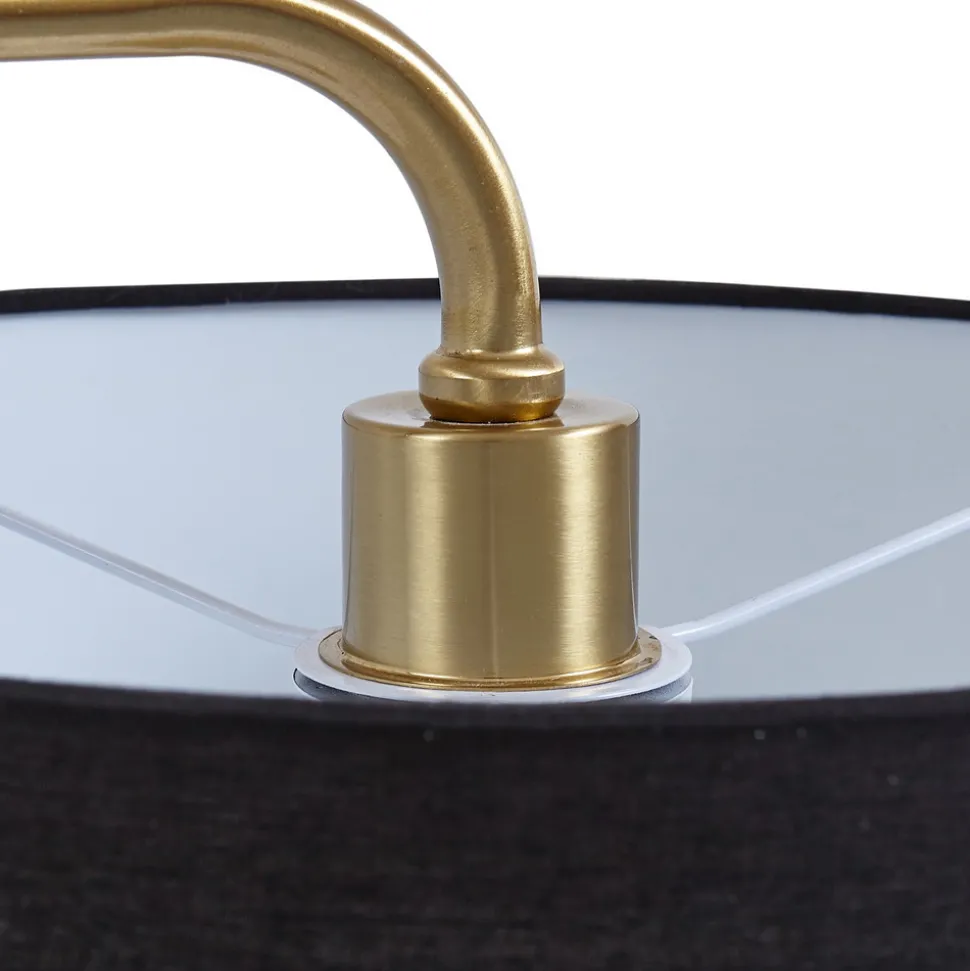 Lindby gulvlampe Hillary, svart/gull, marmor, 153 cm