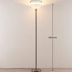 Lindby gulvlampe Ignacia, nikkelfarget, glass, 180 cm, E27