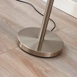 Lindby gulvlampe Ignacia, nikkelfarget, glass, 180 cm, E27