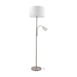 Lindby gulvlampe Jaileen, hvit, tekstil, 170 cm, leselampe