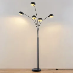 Lindby gulvlampe Jewa, svart, metall, 5 lyskilder, E14
