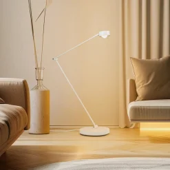 Lindby gulvlampe Jyla, hvit, linse, 3000K, GX53, jern