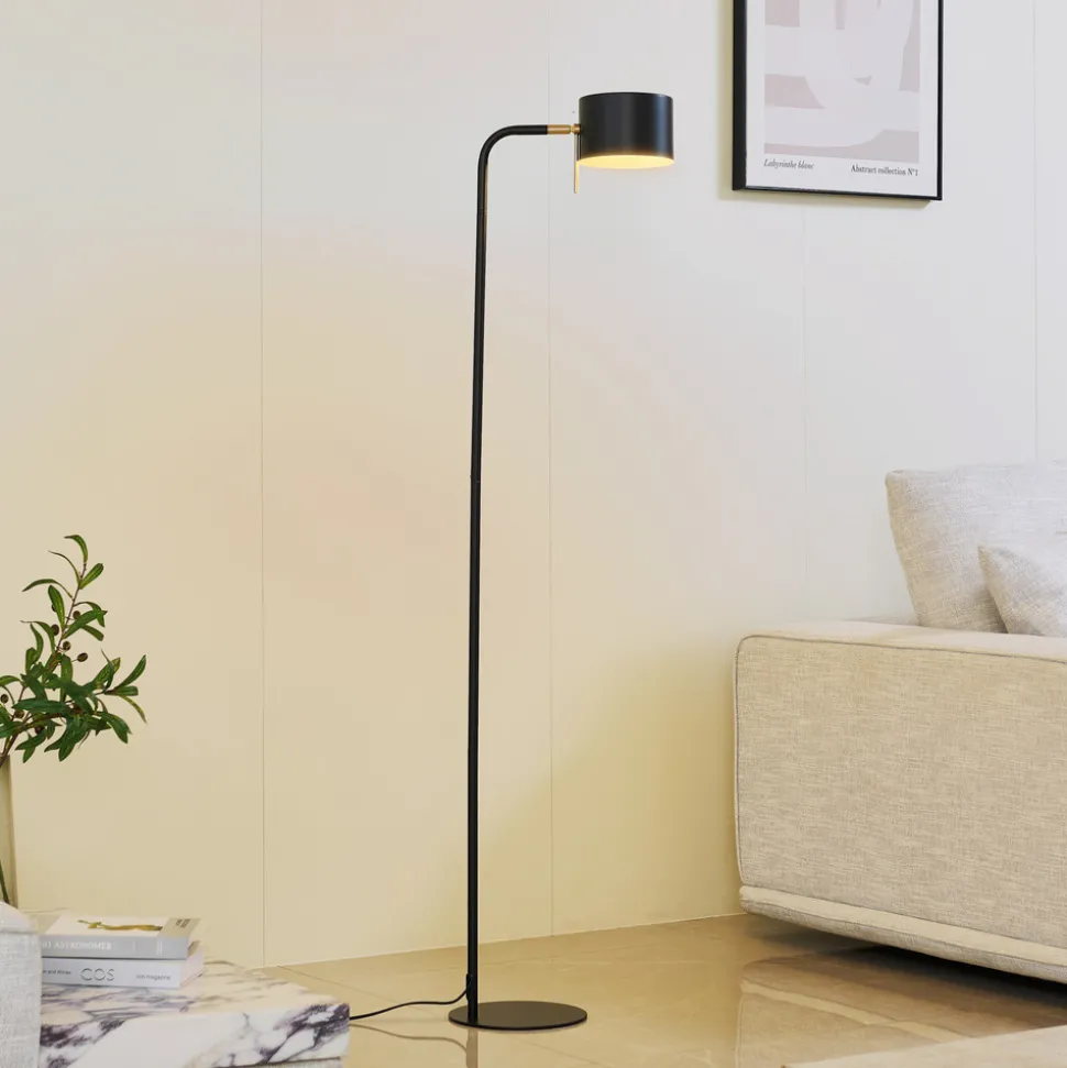 Lindby gulvlampe Kaida, svart, metall