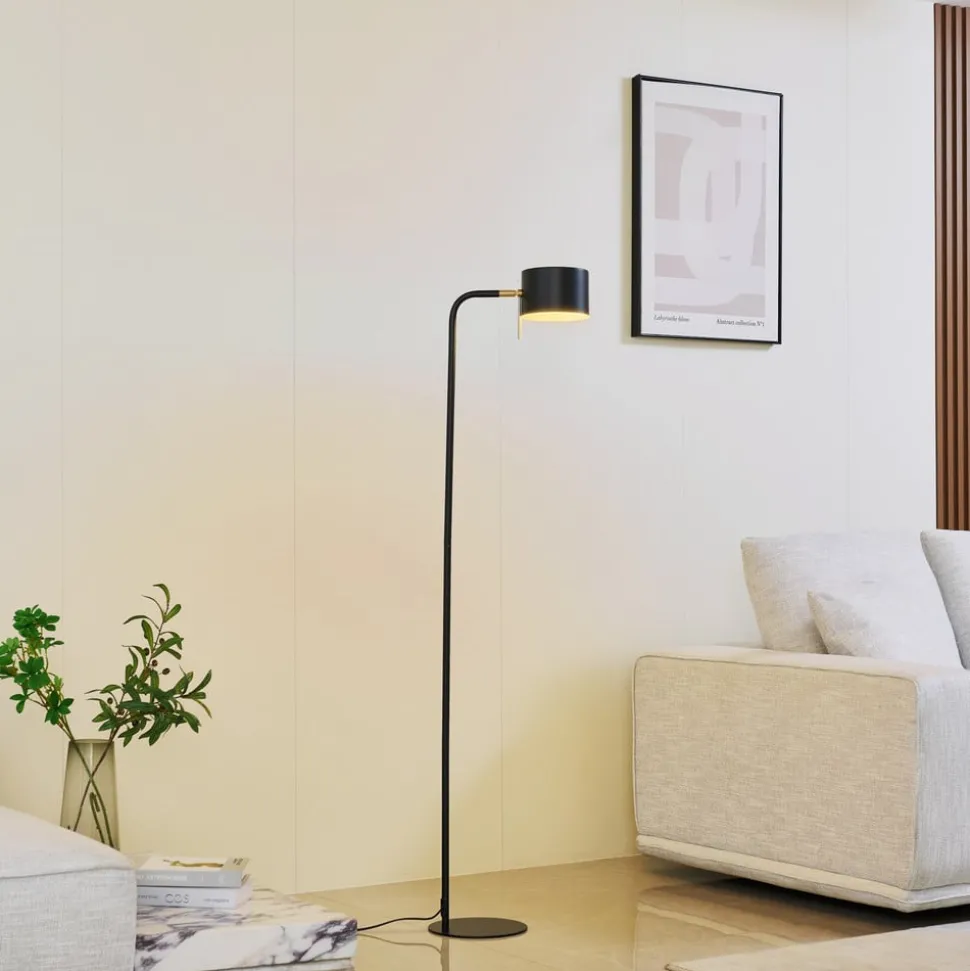 Lindby gulvlampe Kaida, svart, metall