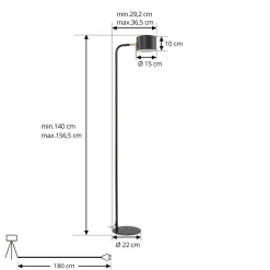 Lindby gulvlampe Kaida, svart, metall