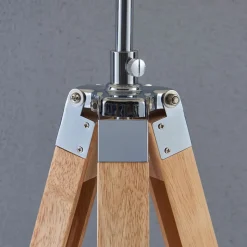 Lindby gulvlampe Katie, 162 cm, hvit, tekstil, tre, stativ