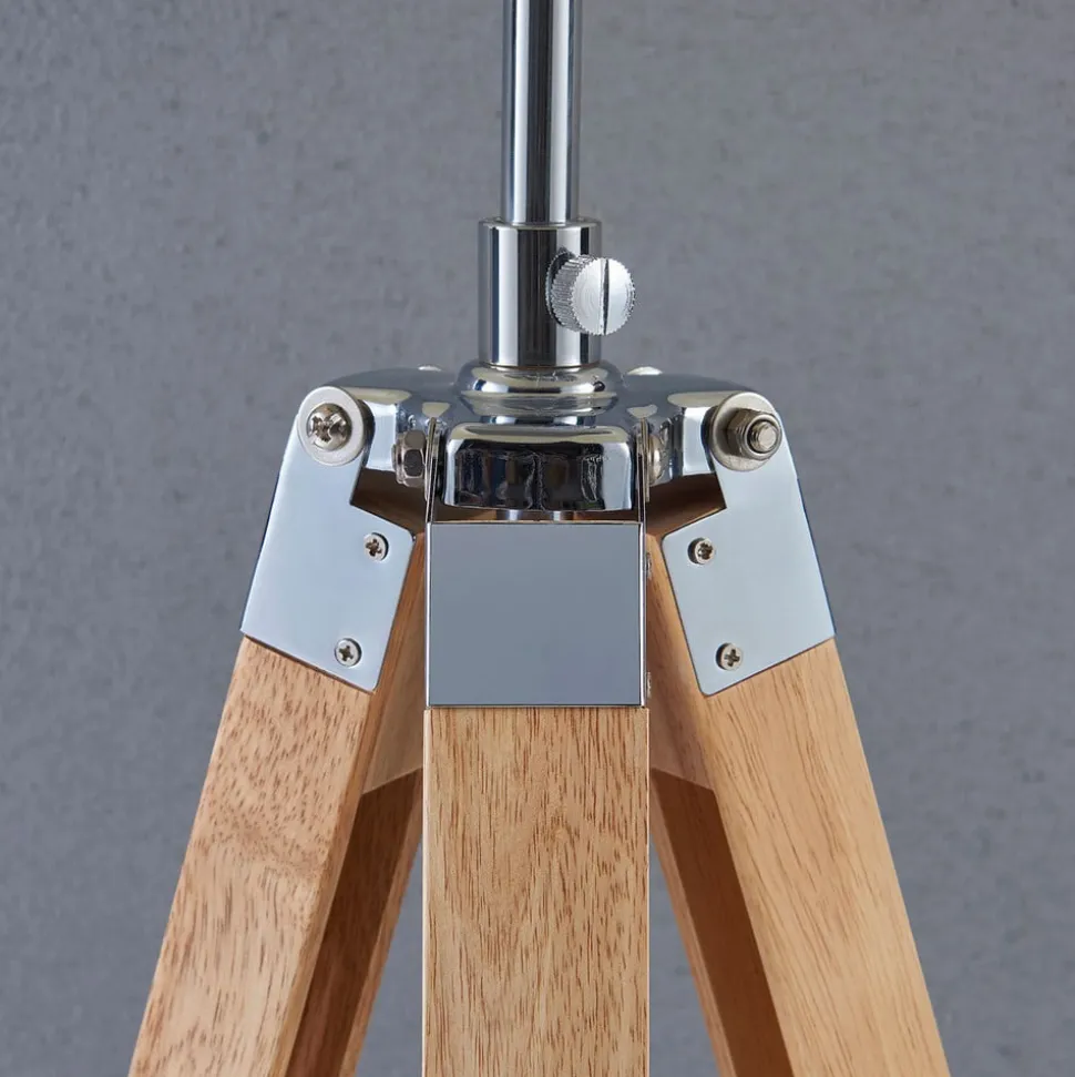 Lindby gulvlampe Katie, 162 cm, hvit, tekstil, tre, stativ