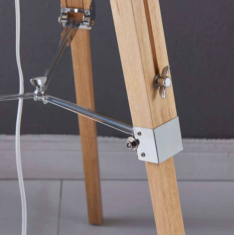 Lindby gulvlampe Katie, 162 cm, hvit, tekstil, tre, stativ