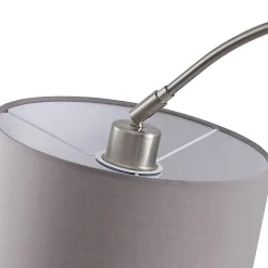 Lindby gulvlampe Keriba, nikkel/taupe, stoff, 150 cm, E27