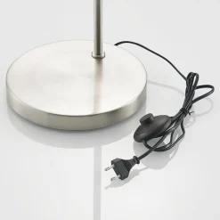 Lindby gulvlampe Keriba, nikkel/taupe, stoff, 150 cm, E27