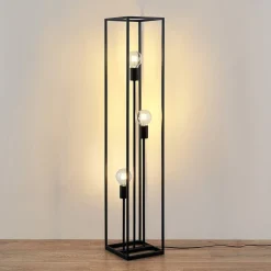 Lindby gulvlampe Krisha, svart, metall, 3 lyskilder, E27