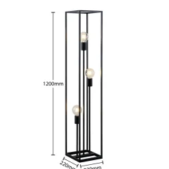 Lindby gulvlampe Krisha, svart, metall, 3 lyskilder, E27