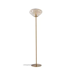 Lindby gulvlampe Lelia, ravfarget, glass, metall, 150 cm
