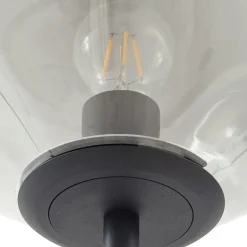 Lindby gulvlampe Lelia, røykgrå, glass, metall, 150 cm