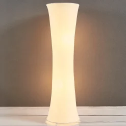 Lindby gulvlampe Liana, høyde 123 cm, hvit, tekstil