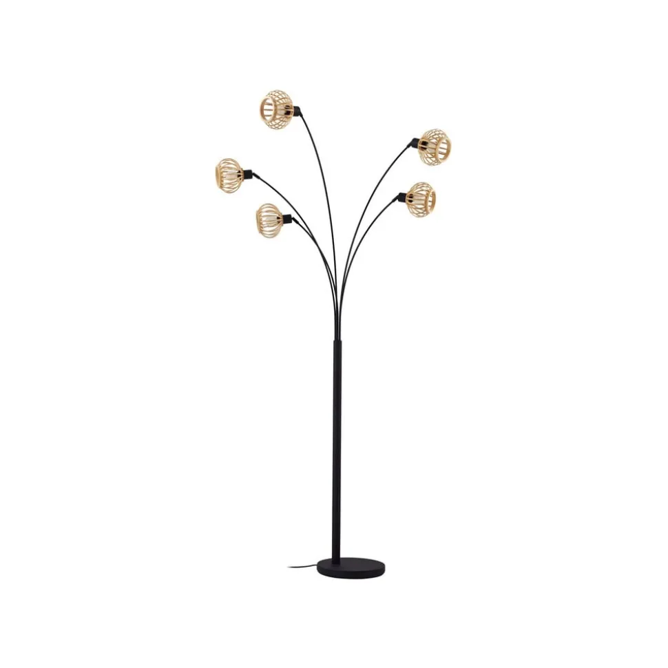 Lindby gulvlampe Lielle, naturlig bambus, 5 lyskilder, 190 cm