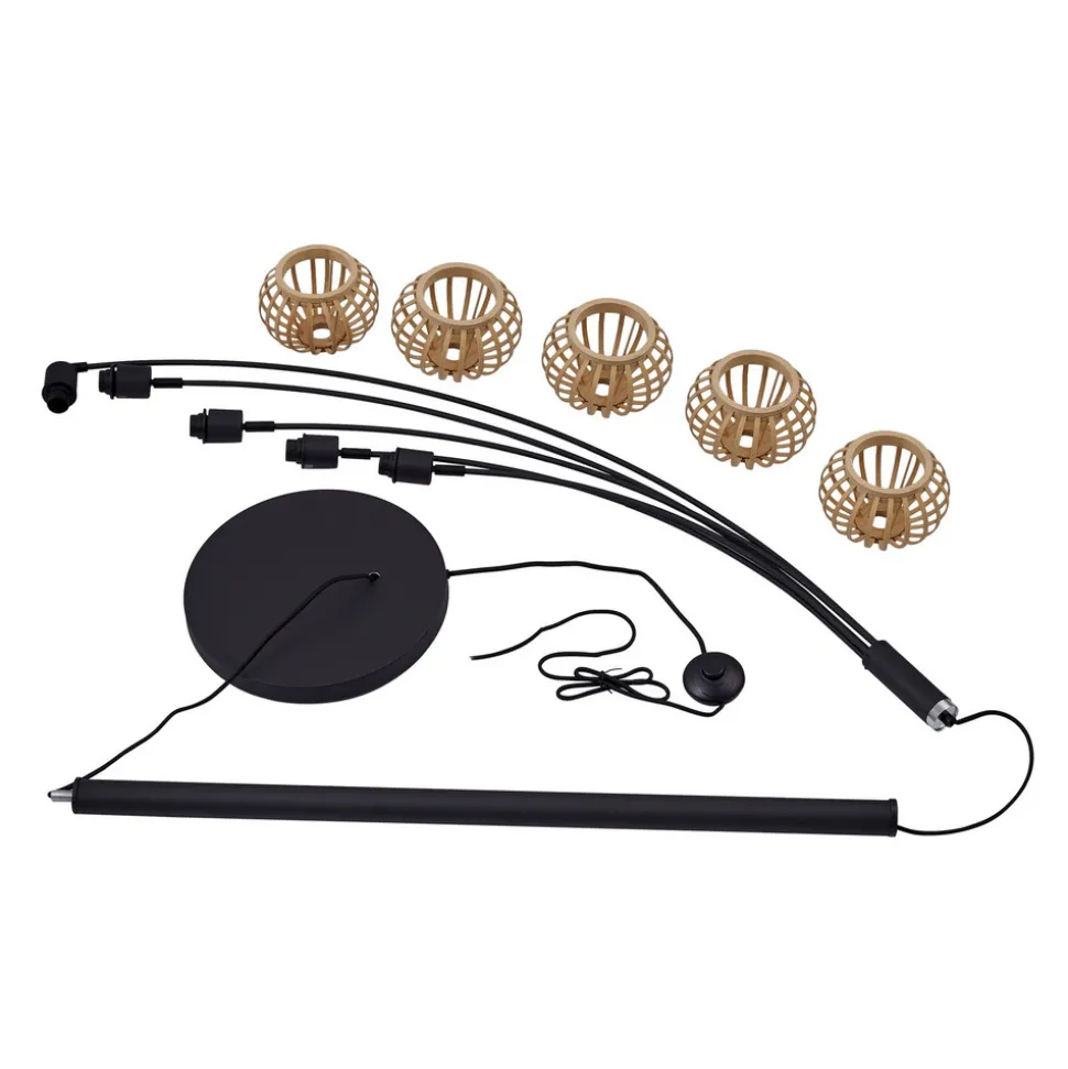 Lindby gulvlampe Lielle, naturlig bambus, 5 lyskilder, 190 cm