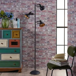 Lindby gulvlampe Lilly, svart, metall, 170 cm, E14