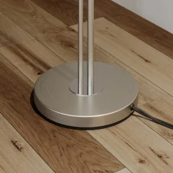 Lindby gulvlampe Nantwin, 175 cm, grå, nikkel, tekstil