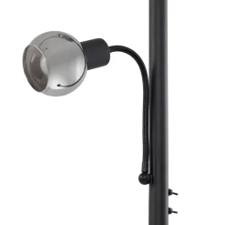 Lindby gulvlampe Nehemia, svart, glass, leselampe, 185 cm