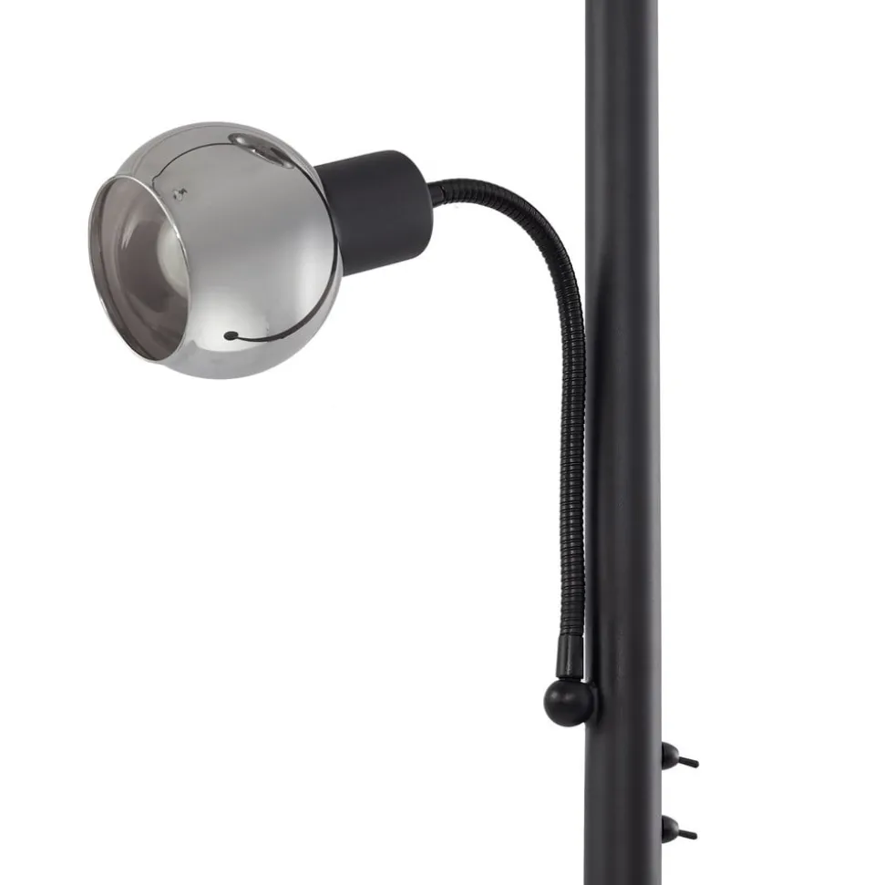 Lindby gulvlampe Nehemia, svart, glass, leselampe, 185 cm