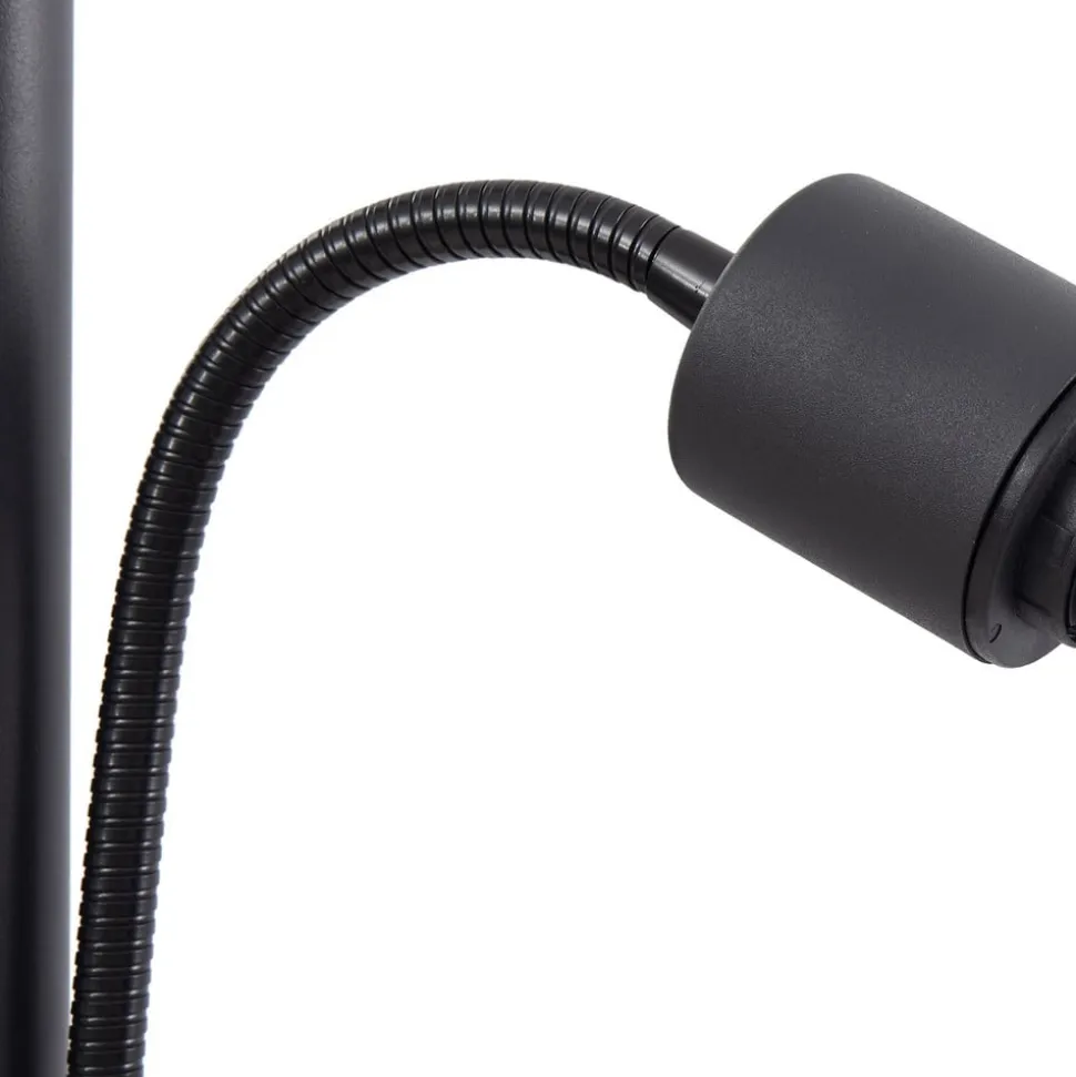 Lindby gulvlampe Nehemia, svart, glass, leselampe, 185 cm