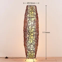 Lindby gulvlampe Nias, høyde 111 cm, rotting, tekstil