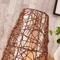 Lindby gulvlampe Nias, høyde 111 cm, rotting, tekstil