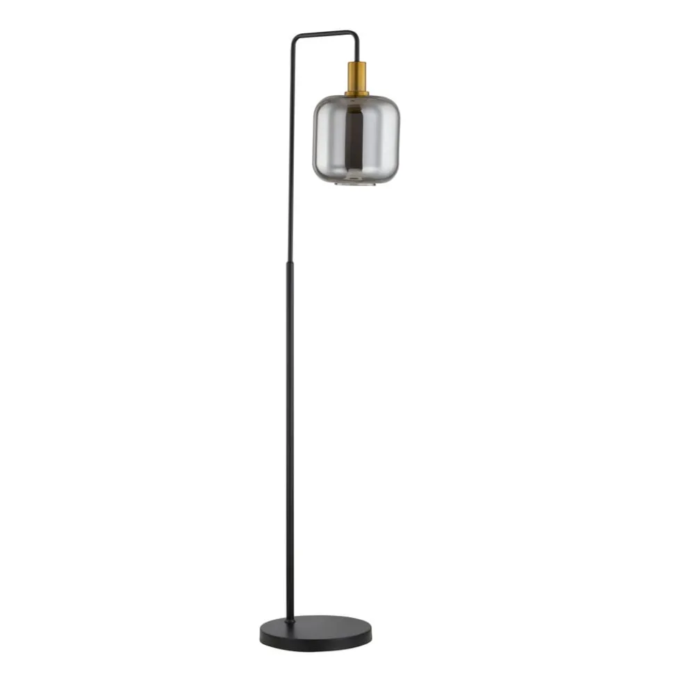 Lindby gulvlampe Nimbora, 150 cm, svart, glass, metall