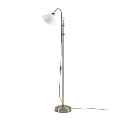 Lindby gulvlampe Otis, antikk messing, glass, 170 cm, E27