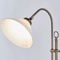 Lindby gulvlampe Otis, antikk messing, glass, 170 cm, E27