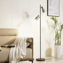 Lindby gulvlampe Ovelia, grønn/svart, metall, E27