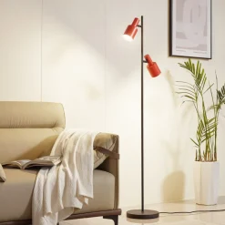 Lindby gulvlampe Ovelia, oransje/svart, metall, E27