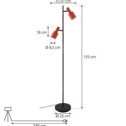 Lindby gulvlampe Ovelia, oransje/svart, metall, E27