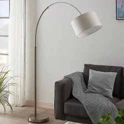 Lindby gulvlampe Railyn, hvit, stoff, 200 cm, E27