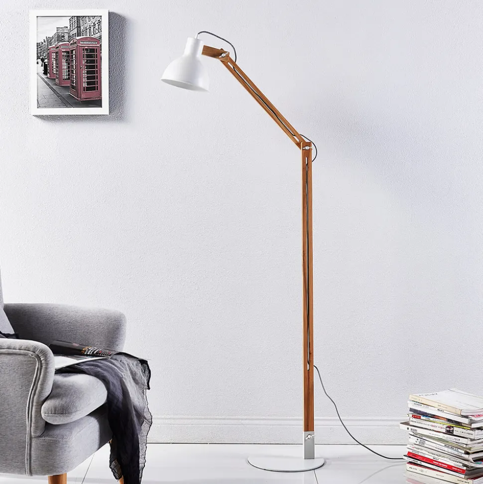 Lindby gulvlampe Shivanja, tre, justerbar, 146 cm, E27