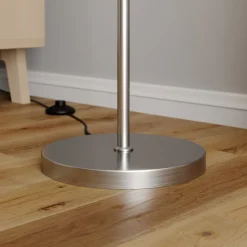 Lindby gulvlampe Sonika, 175 cm, nikkelfarget, glass, E27