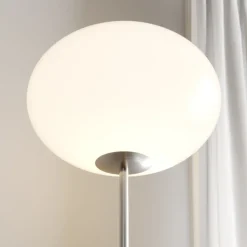 Lindby gulvlampe Sonika, 175 cm, nikkelfarget, glass, E27