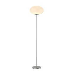 Lindby gulvlampe Sonika, 175 cm, nikkelfarget, glass, E27