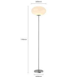 Lindby gulvlampe Sonika, 175 cm, nikkelfarget, glass, E27