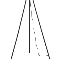 Lindby gulvlampe Tamira, svart, rotting, 143 cm høy, E27