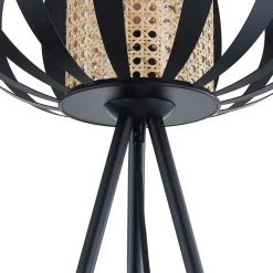 Lindby gulvlampe Tamira, svart, rotting, 143 cm høy, E27