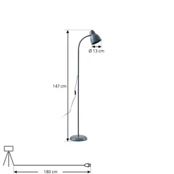 Lindby gulvlampe Tebbi, blå, metall, høyde 150 cm