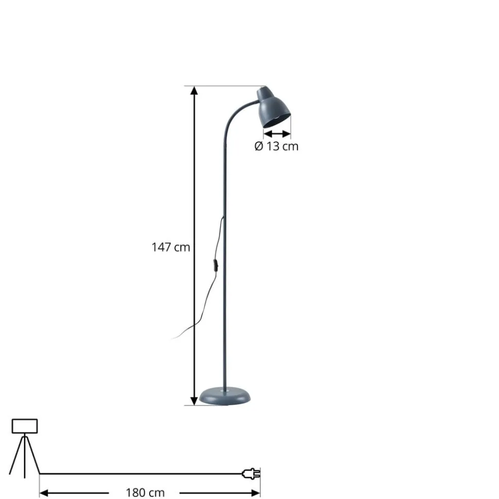 Lindby gulvlampe Tebbi, blå, metall, høyde 150 cm