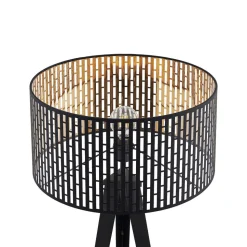 Lindby gulvlampe Thoralf, stativ, svart, tekstil, Ø50cm