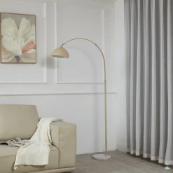 Lindby gulvlampe Tonka, beige, metall/marmor, 180 cm, E27